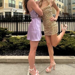 Satin lavender mini dress